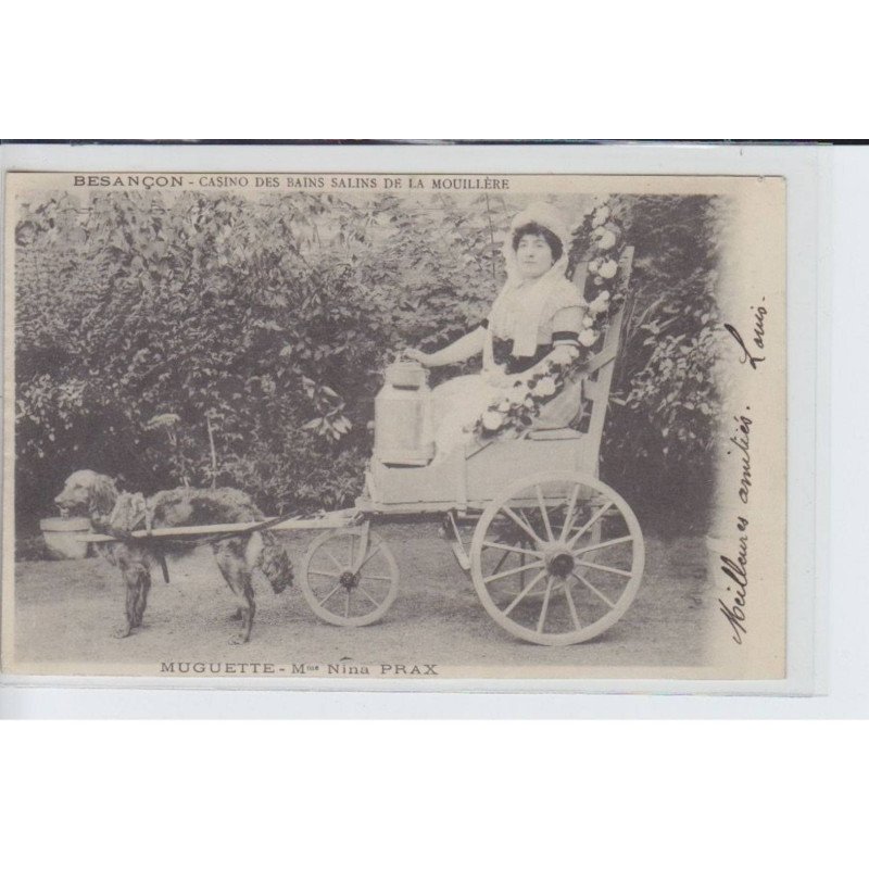 BESANCON: casino des bains salins de la moullière, voiture à chien, Muguette Mme.Nina prax - état