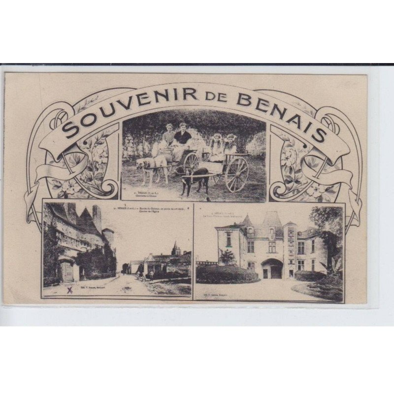 BENAIS: souvenir de benais, voiture à chien - très bon état