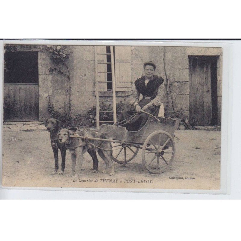 PONT-LEVOY: le courrier de thenay à pont)levoy, voiture à chien - très bon état