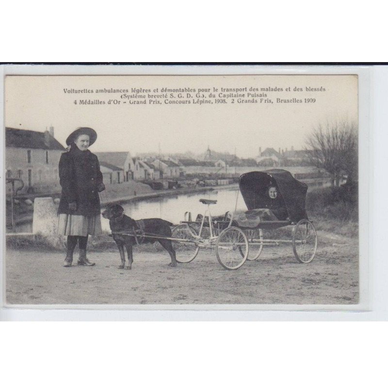 MARNE: voiture à chien légeres et démontables pour transport malades et blessés systeme breveté S.G.D.G. - tb etat