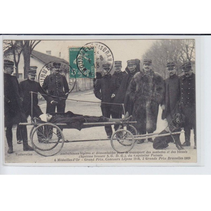 MARNE: voiture à chien légeres et démontables pour transport malades et blessés systeme breveté S.G.D.G. - tb etat