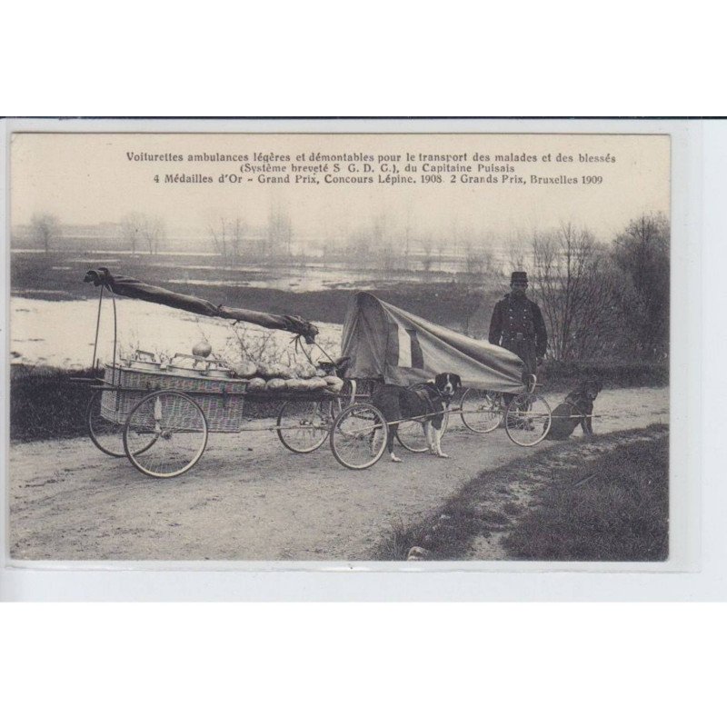MARNE: voiture à chien légeres et démontables pour transport malades et blessés systeme breveté S.G.D.G. - tb etat