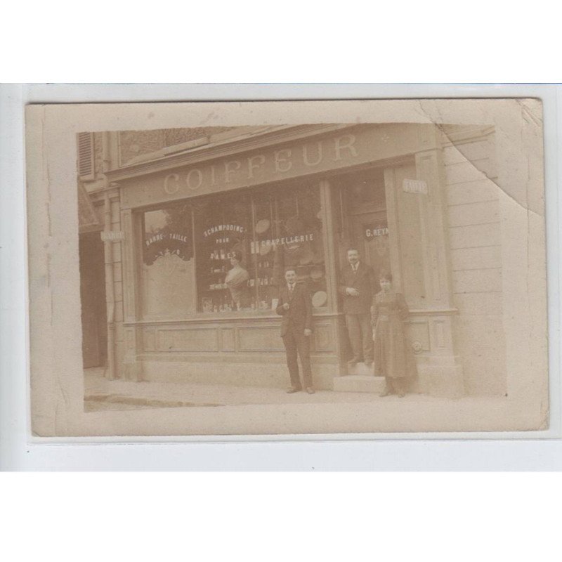 FRANCE - coiffeur, barbe taille, schampooing pour dames, chapellerie, G. Reyn(?) - état
