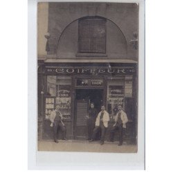 FRANCE: coiffeur M. Eugene, coiffure de dames nettoyage tête service antiseptique barbe 20c taille 40c - état