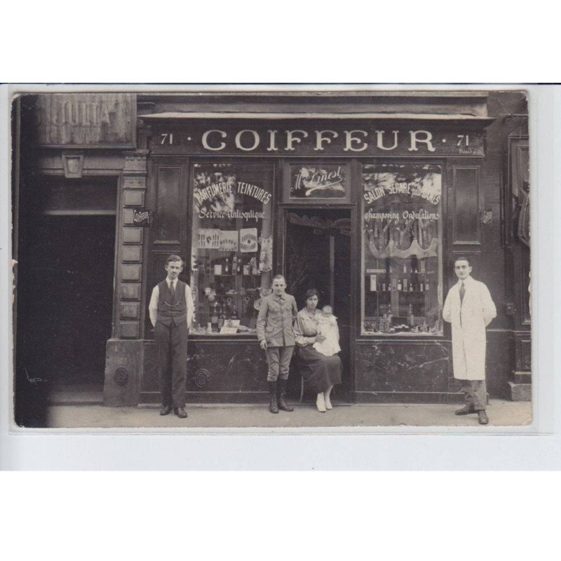 FRANCE: coiffeur M. Ernest, parfumerie teintures service antiseptique shapooing ondulation - très bon état