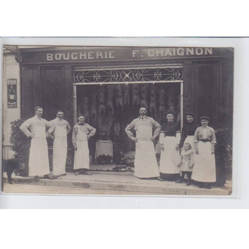 FRANCE: boucherie F. Chaignon, bouchers, byrrh, chien, vin tonique apéritif - très bon état