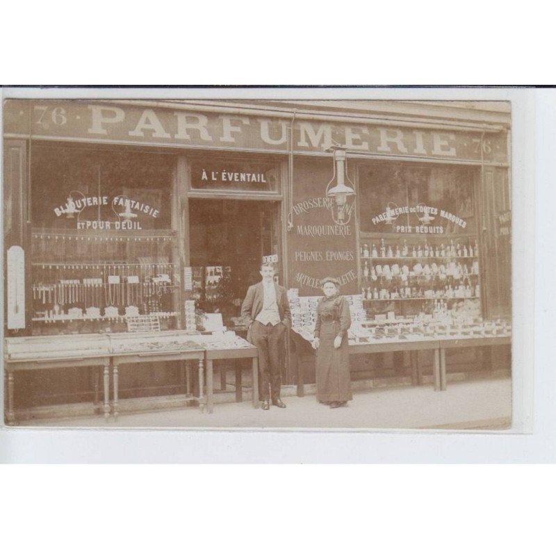 FRANCE: parfumerie à l'éventail, bijouterie fantaisie et pour deuil, brosserie maroquinerie, prix réduit - très bon état