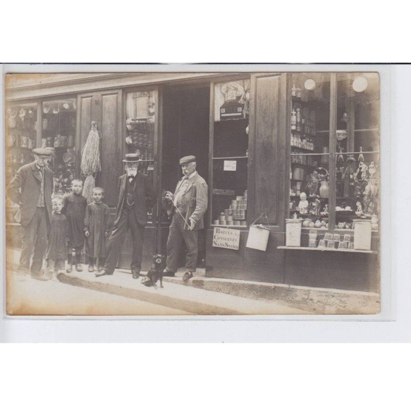 FRANCE: commerce d'articles variés, boites conserves sans soudure, kub, vaisselle - très bon état