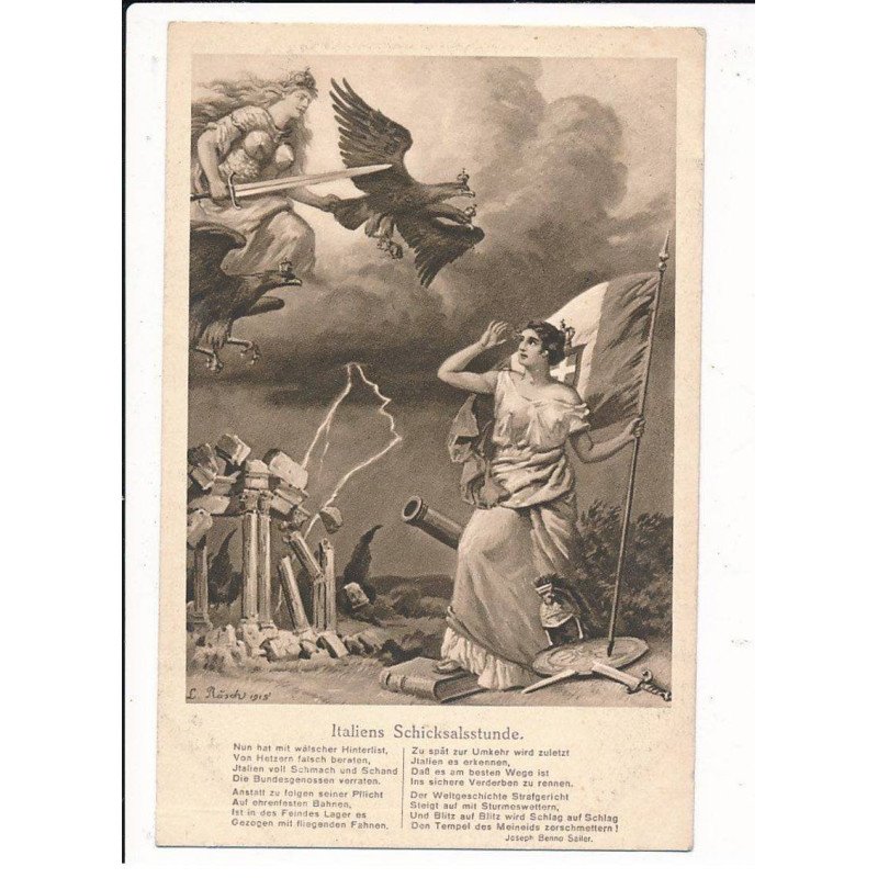 MILITAIRE: ww1 - italiens schicksalsstunde, caricature militaire - très bon état MILITAIRE: ww1 - italiens schicksalsstunde, caricature militaire - très bon état