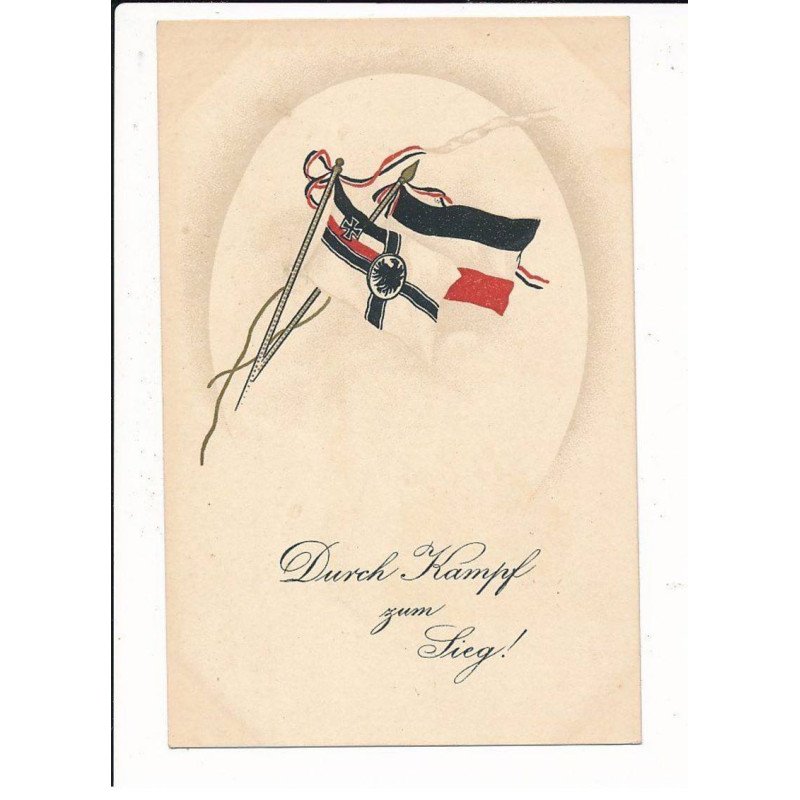 MILITAIRE: ww1 - caricature militaire, durch kampf zum lieg! - très bon état