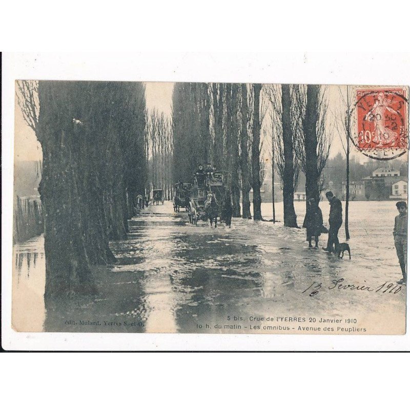 YERRES : 20 janvier 1910 10h du matin les omnibus avenue des peupliers - très bon état