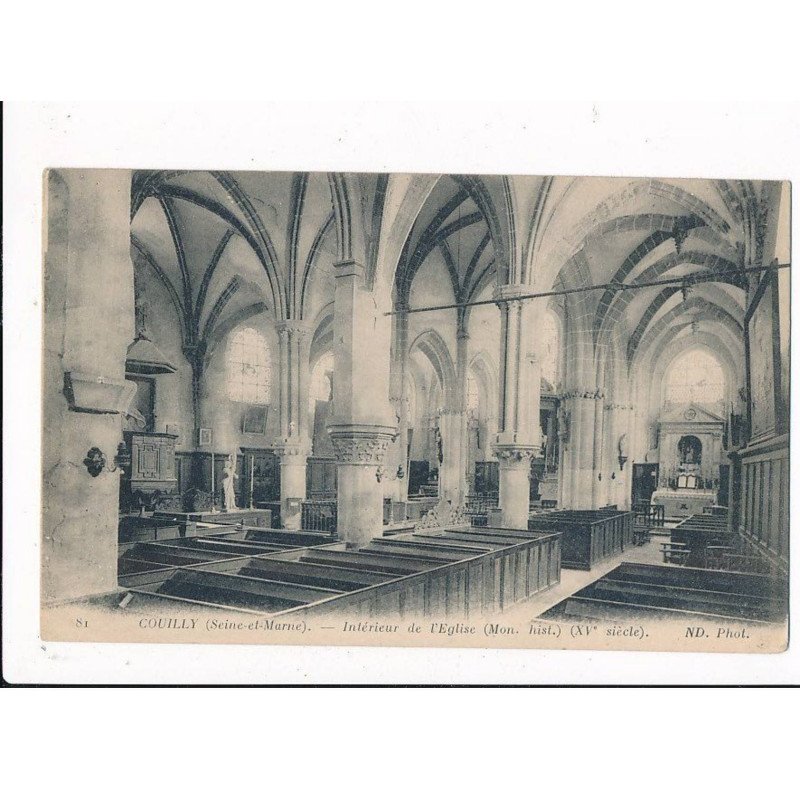 COUILLY: intérieur de l'église XVe siècle - très bon état