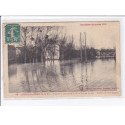 JUVISY sur ORGE : inondation 1910 - entrée de la compagnie P.O. et rue des Gaulois - pavillon du chef de gare - état