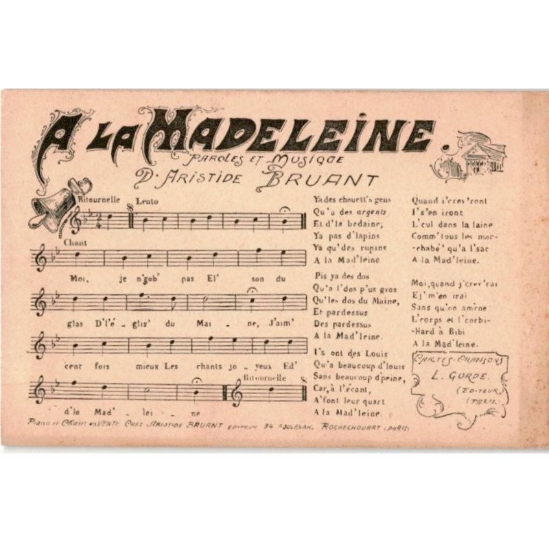 CHANSONS: à la madeleine Aristide Bruant - très bon état