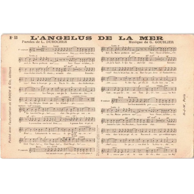 CHANSONS: l'angelus de la mer - très bon état