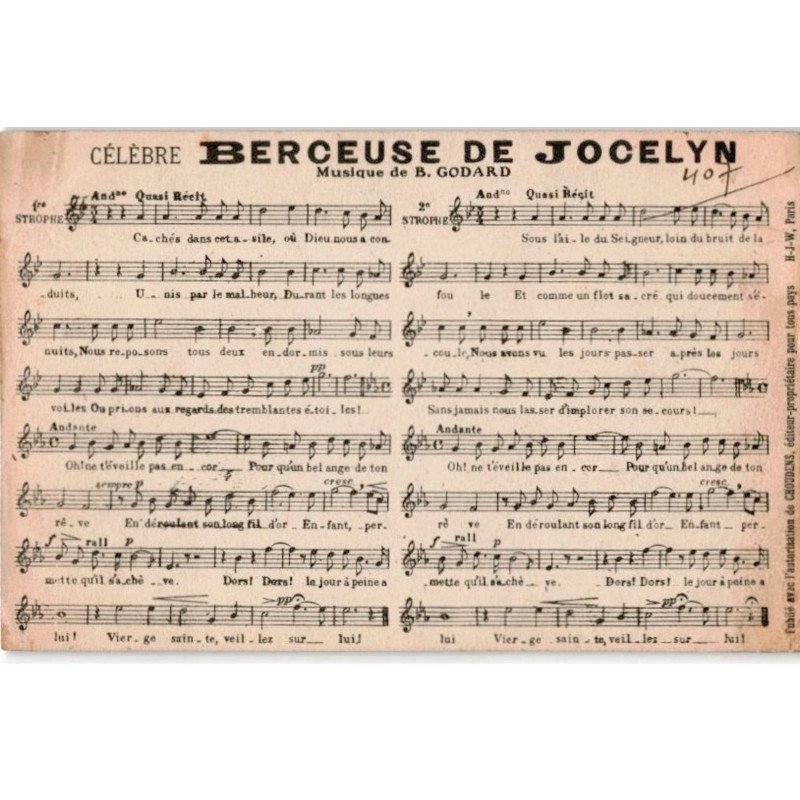 CHANSONS: berceuse de jocelyn - bon état