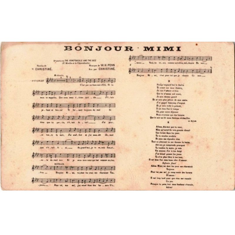 CHANSONS: bonjour mimi - bon état
