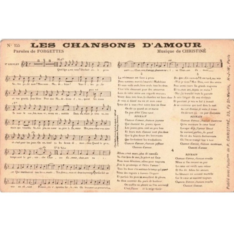 CHANSONS: les chansons d'amour - très bon état