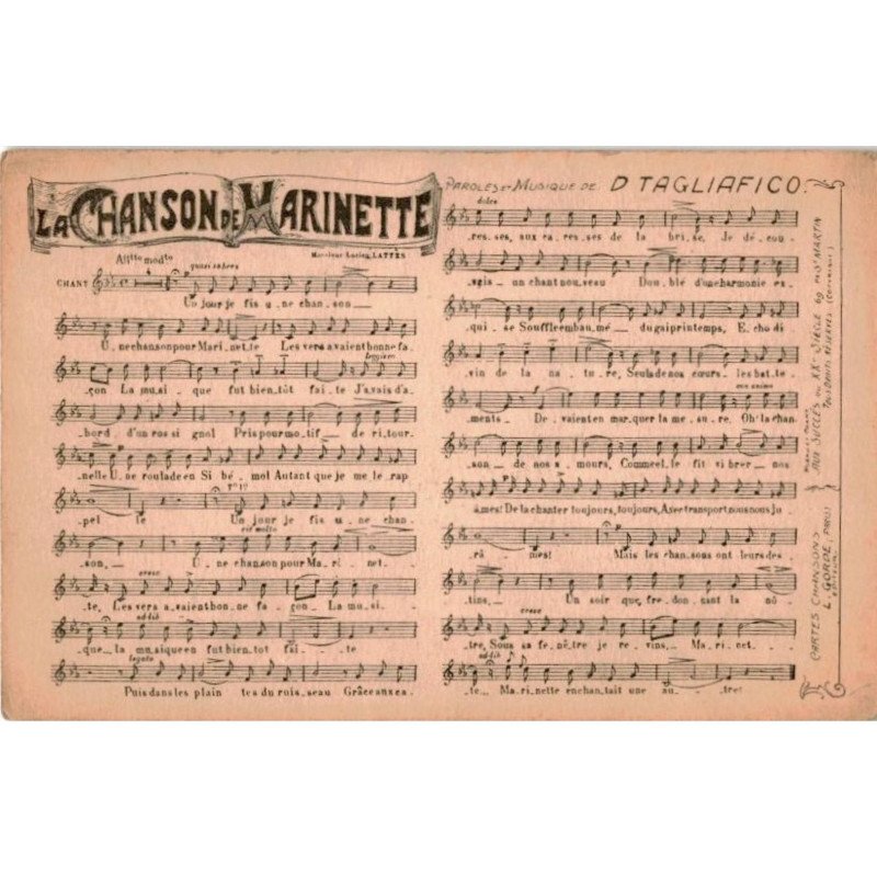 CHANSONS: la chanson de marinette - bon état
