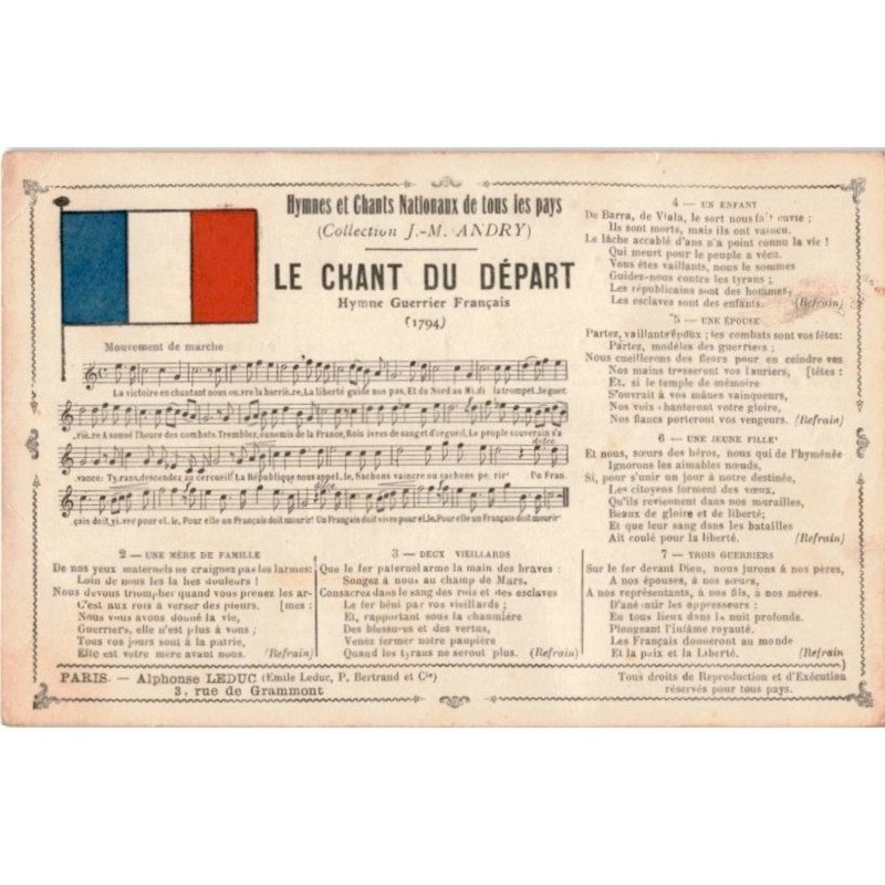 CHANSONS: le chant du départ - état