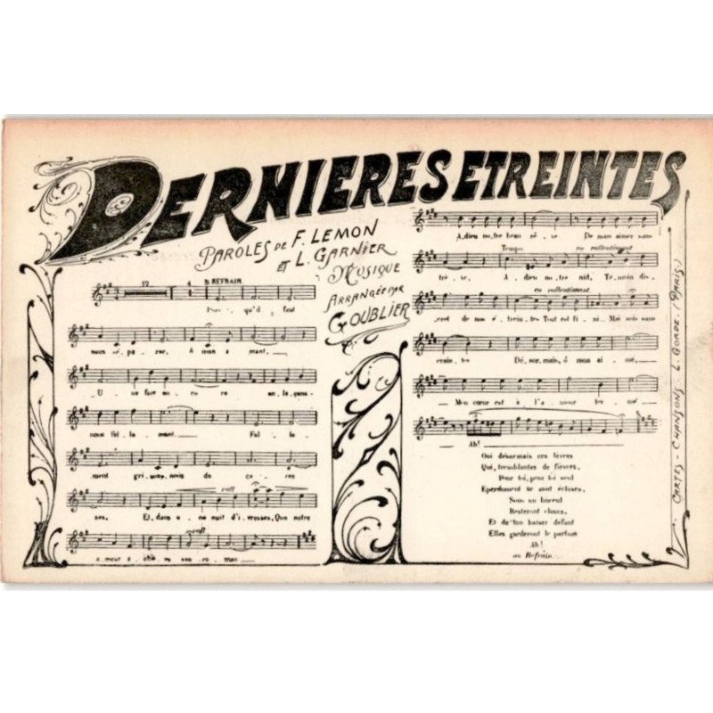 CHANSONS: dernières étreintes - très bon état