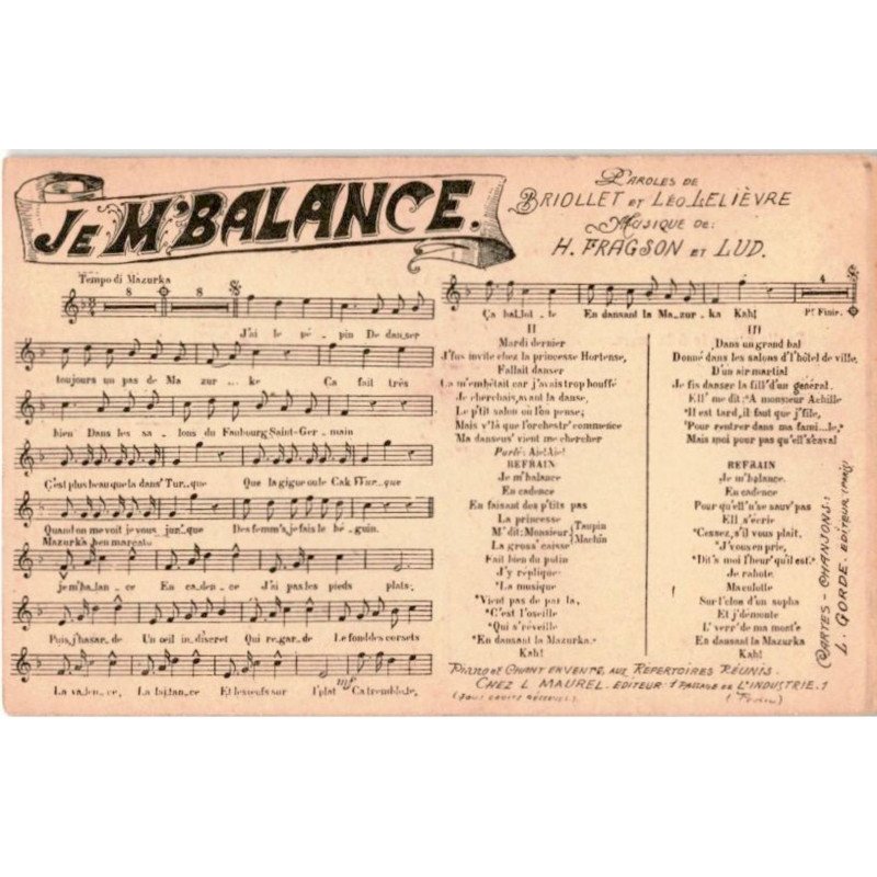 CHANSONS: je m'balance - bon état