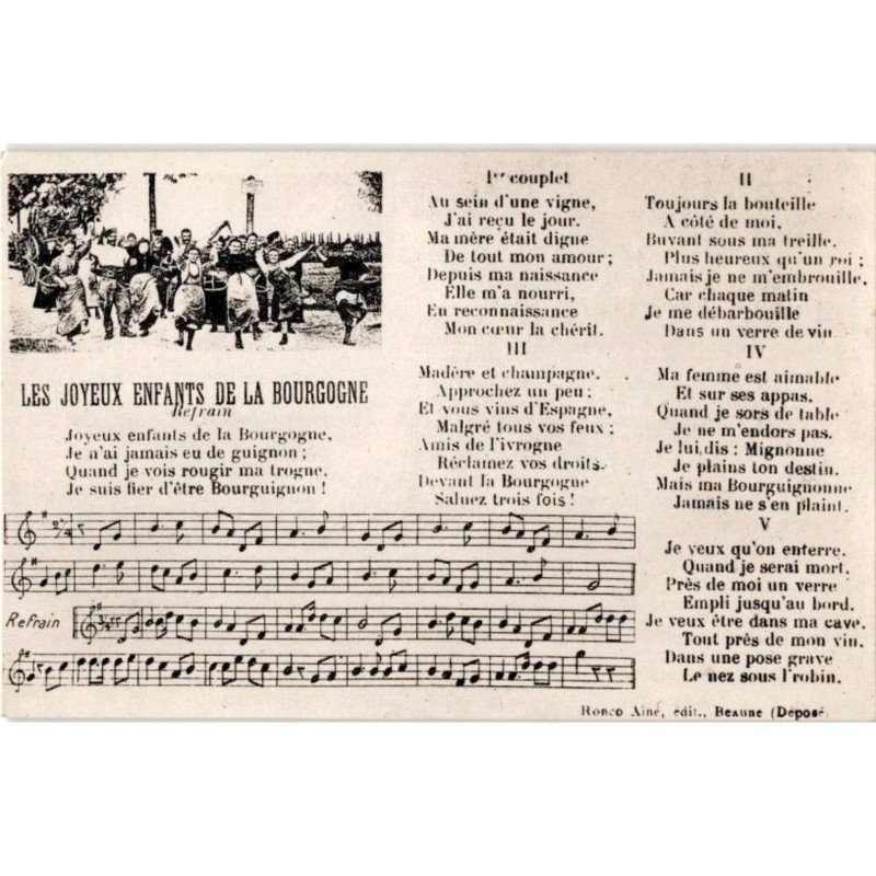 CHANSONS: les joyeux enfants de la bourgogne - très bon état