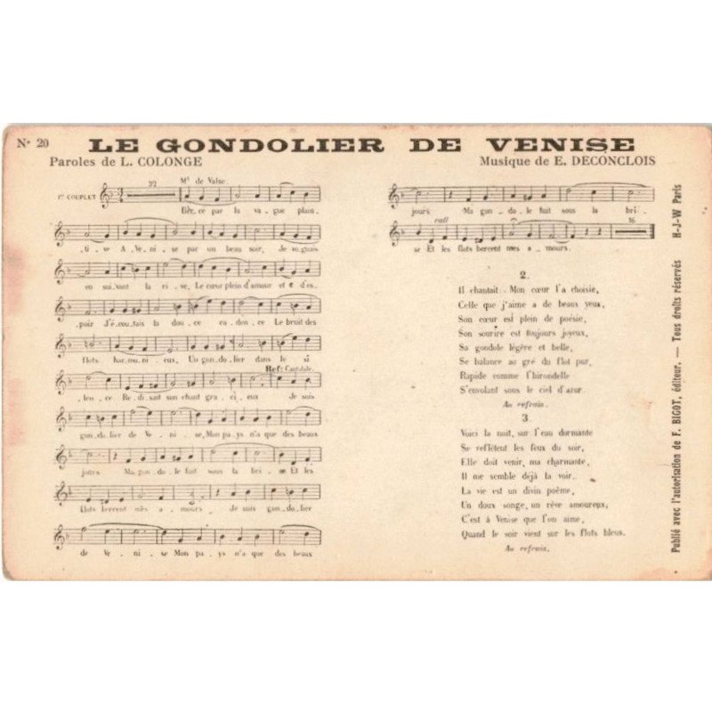 CHANSONS: le gondolier de venise - très bon état