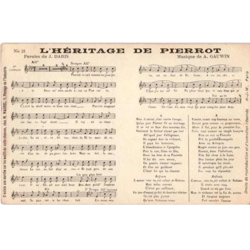 CHANSONS: l'héritage de pierrot - très bon état