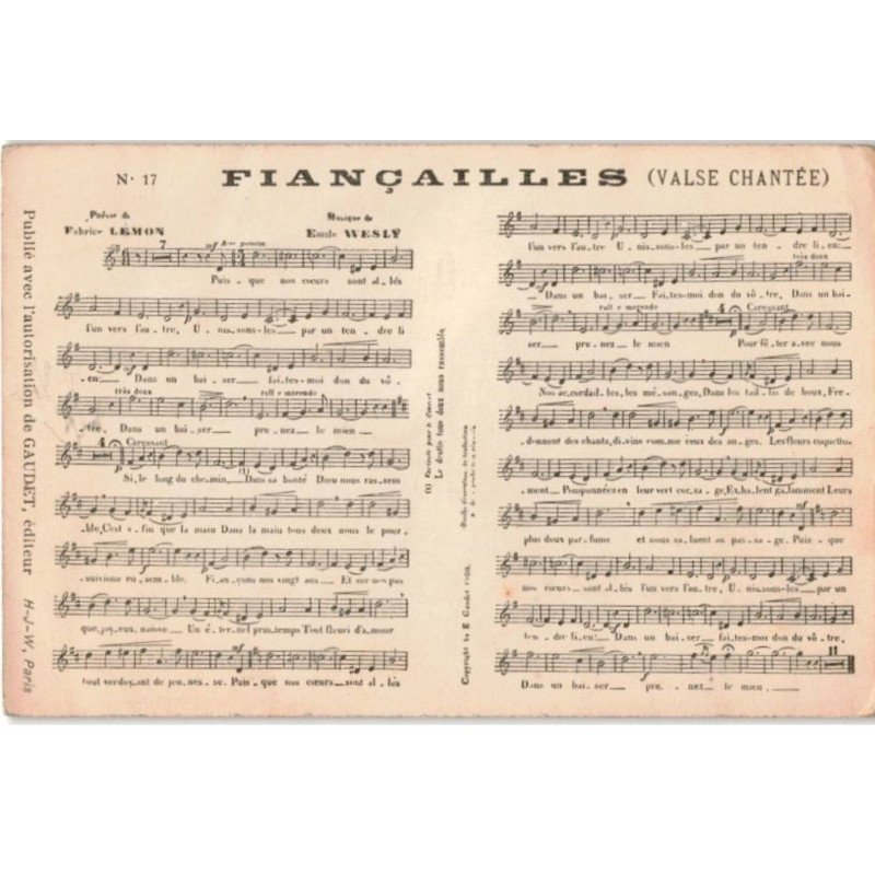 CHANSONS: fiançailles - très bon état