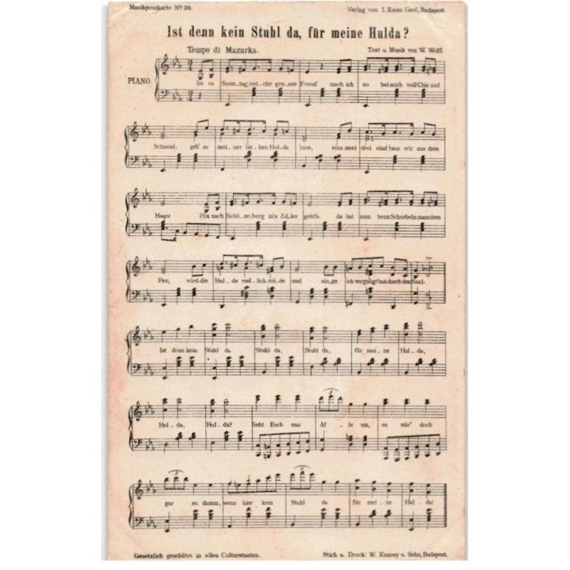 CHANSONS: ist denn kein stuhl da, für meine Hulda? - état