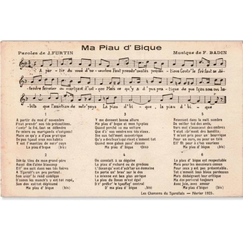 CHANSONS: ma piau d'bique - bon état