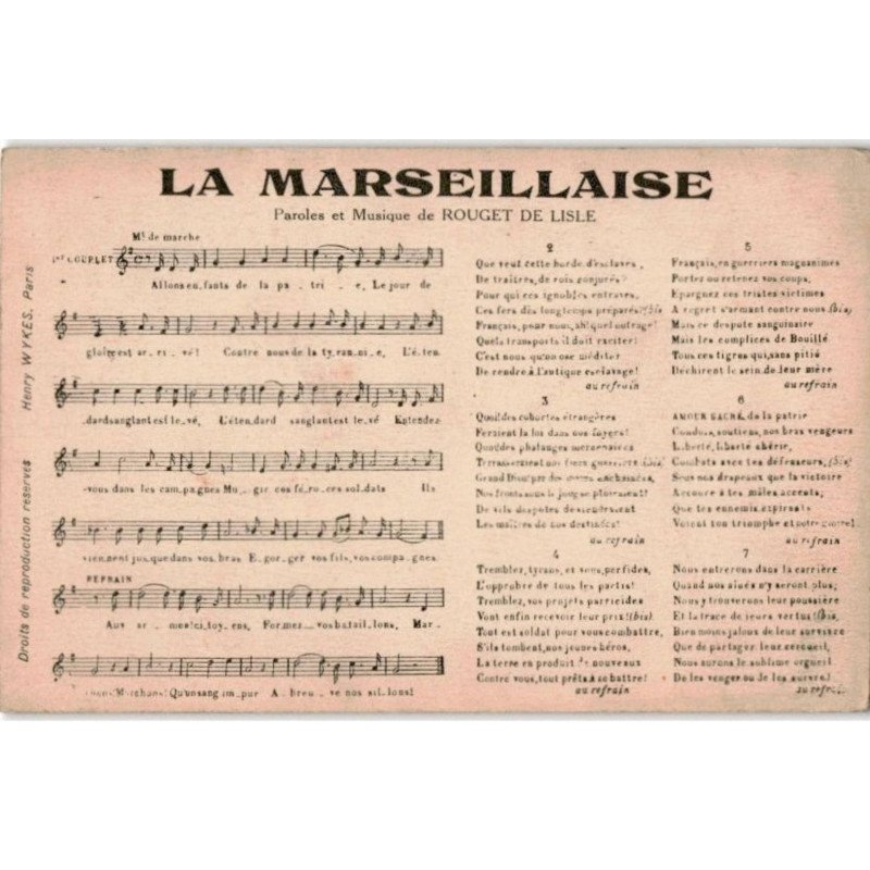 CHANSONS: la marseillaise - très bon état