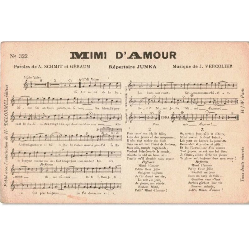 CHANSONS: mimi d'amour -  état