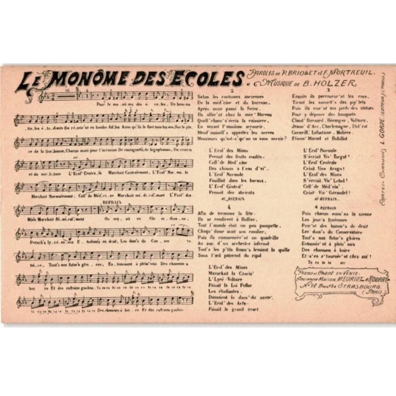 CHANSONS: le monôme des écoles - très bon état