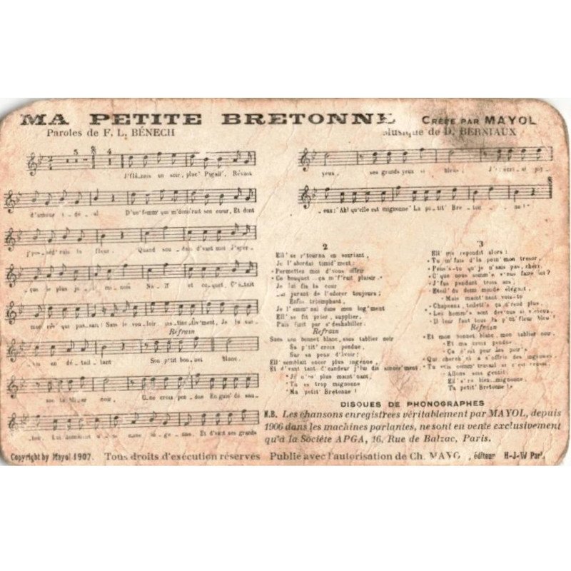 CHANSONS: ma petite bretonne - état