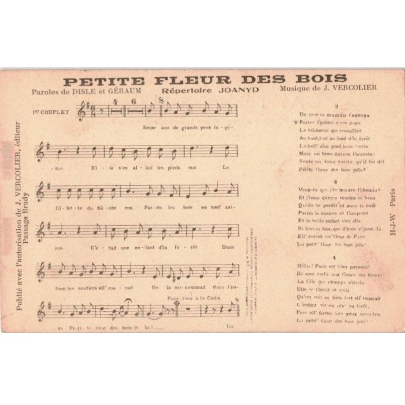 CHANSONS: petite fleur des bois - bon état