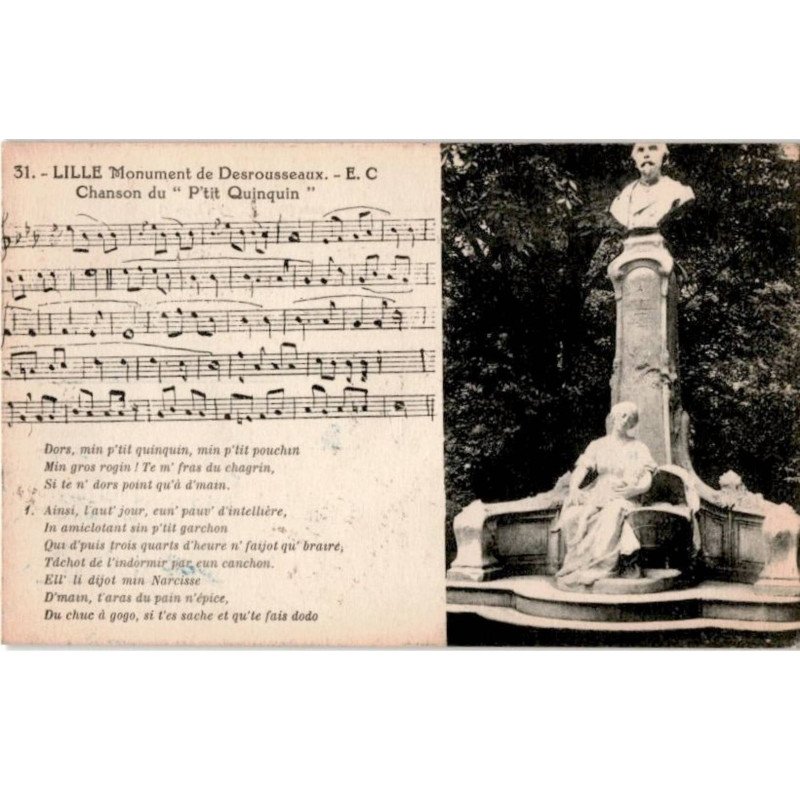 CHANSONS: lille monument de desrousseaux chanson du p'tit quinquin - bon état