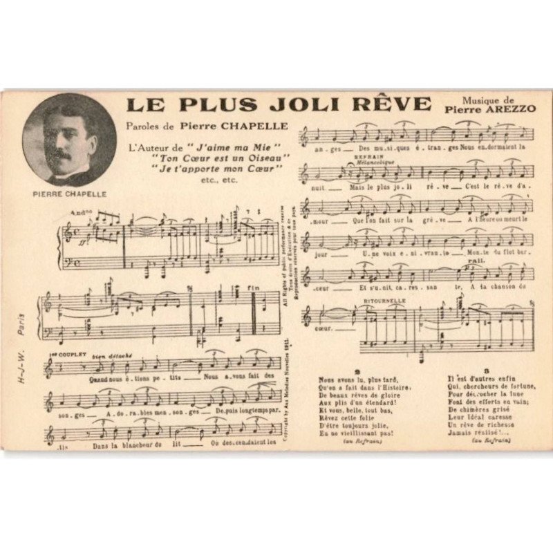 CHANSONS: le plus joli rêve - très bon état