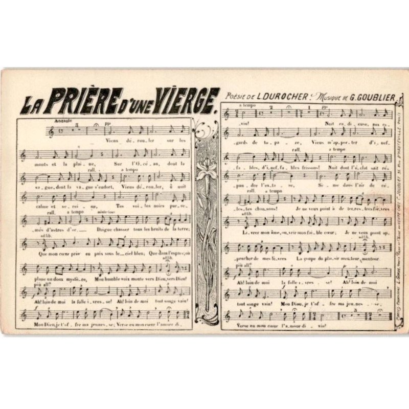 CHANSONS: la prière d'une vierge - très bon état