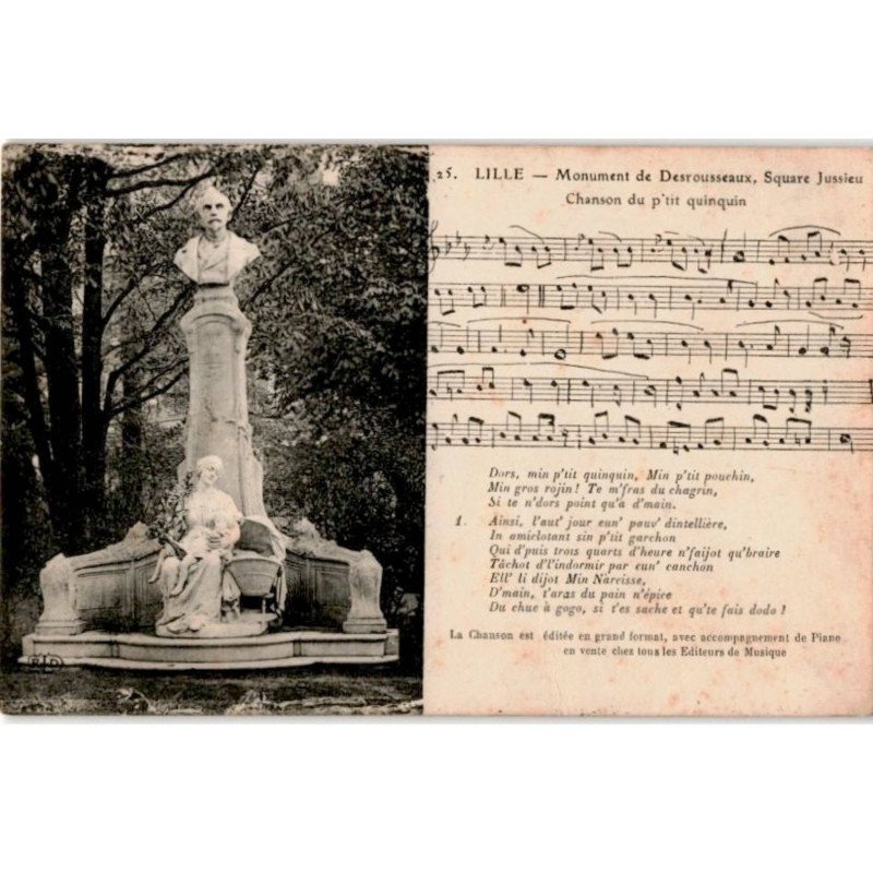 CHANSONS: lille monument de desrousseaux chanson du p'tit quinquin - bon état