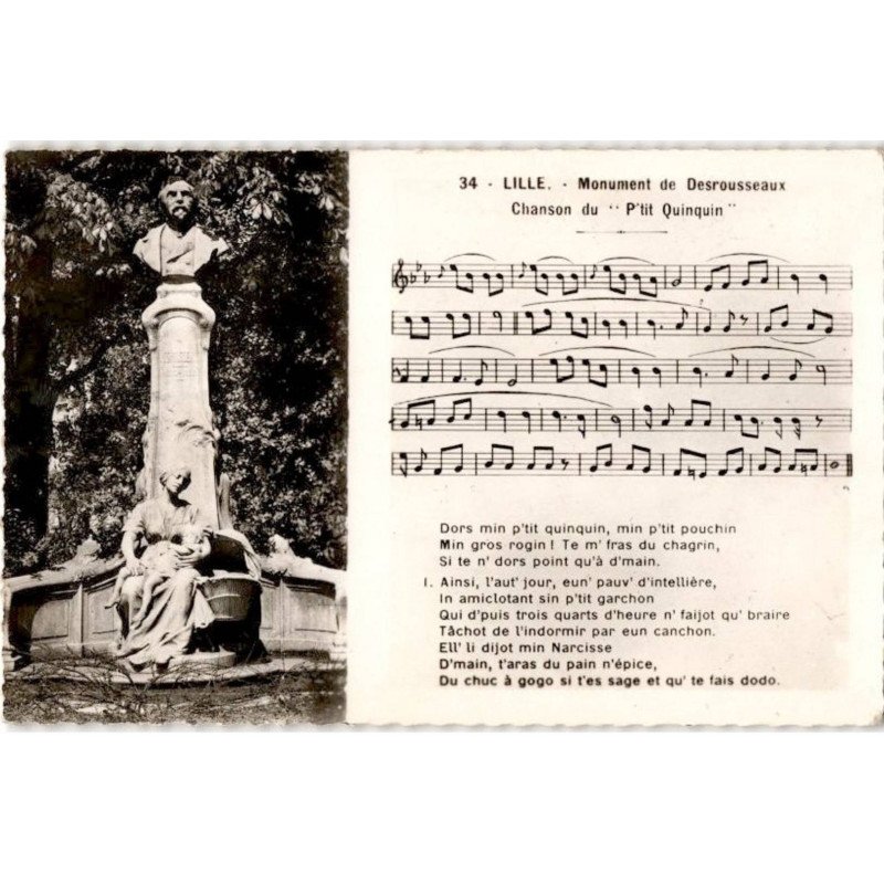 CHANSONS: lille monument de desrousseaux chanson du p'tit quinquin - bon état