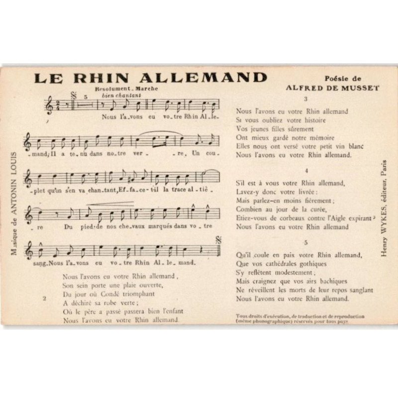 CHANSONS: le rhin allemand - très bon état