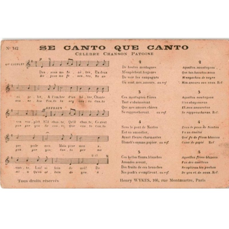 CHANSONS: se canto que canto - très bon état
