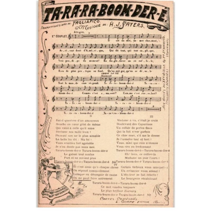 CHANSONS: ta-ra-ra-boom-der-é - très bon état