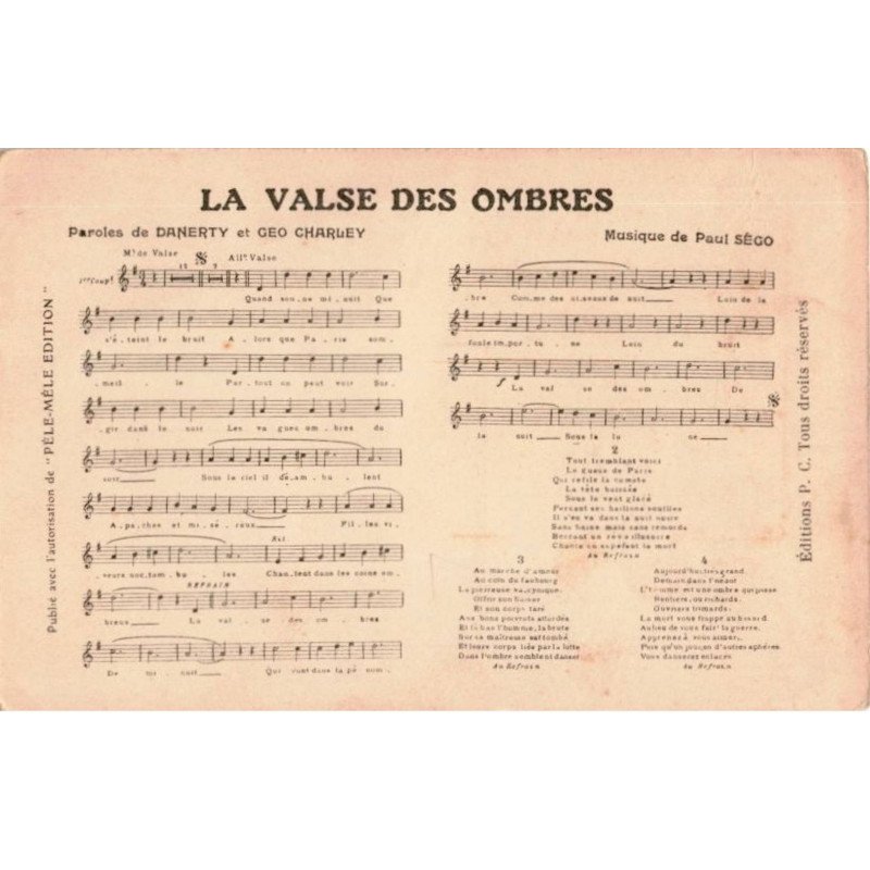 CHANSONS: la valse des ombres - bon état