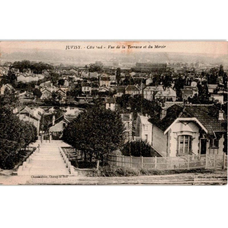JUVISY: côté sud, vue de la terrasse et du miroir -  état