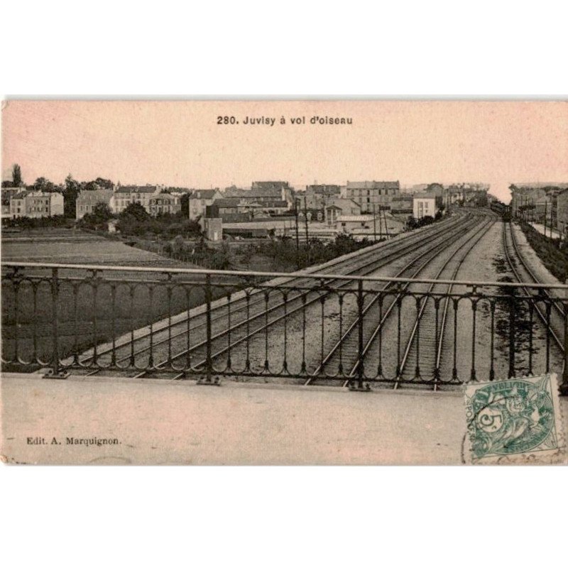 JUVISY: a vol d'oiseau, voies ferrées - très bon état