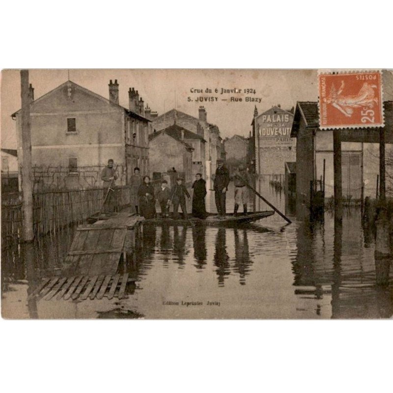 JUVISY: crue 6 janvier 1924 rue blazy - bon état
