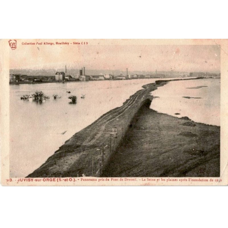 JUVISY: panorama pris du pont de draveil la seine et les plaines après l'inondation de 1910 - état
